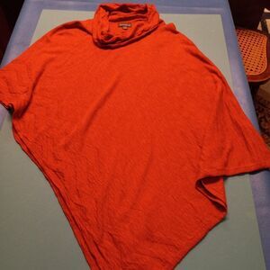 Aprospos Orange Womens Lg Poncho Lightweight Cotton/Rayon Cowl Neck Fun Warm